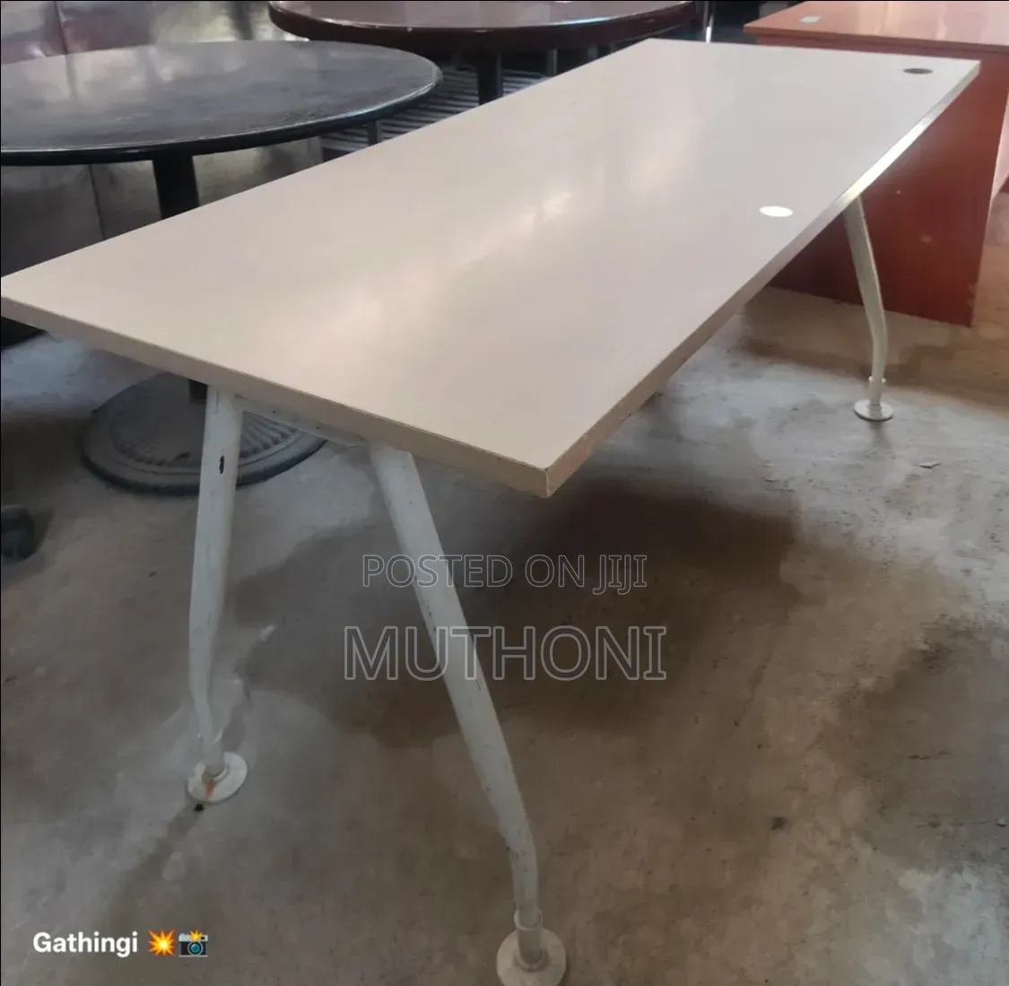 Wooden Top Table With Metallic Bottom