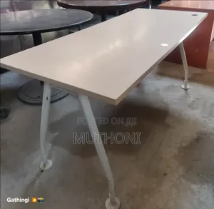 Wooden Top Table With Metallic Bottom