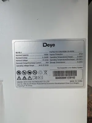Deye 5.12kwh 51.2v 100ah Lithium Ion Battery