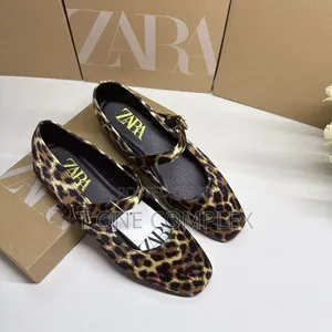 New Original Zara Mary Jane Flats Black Beige