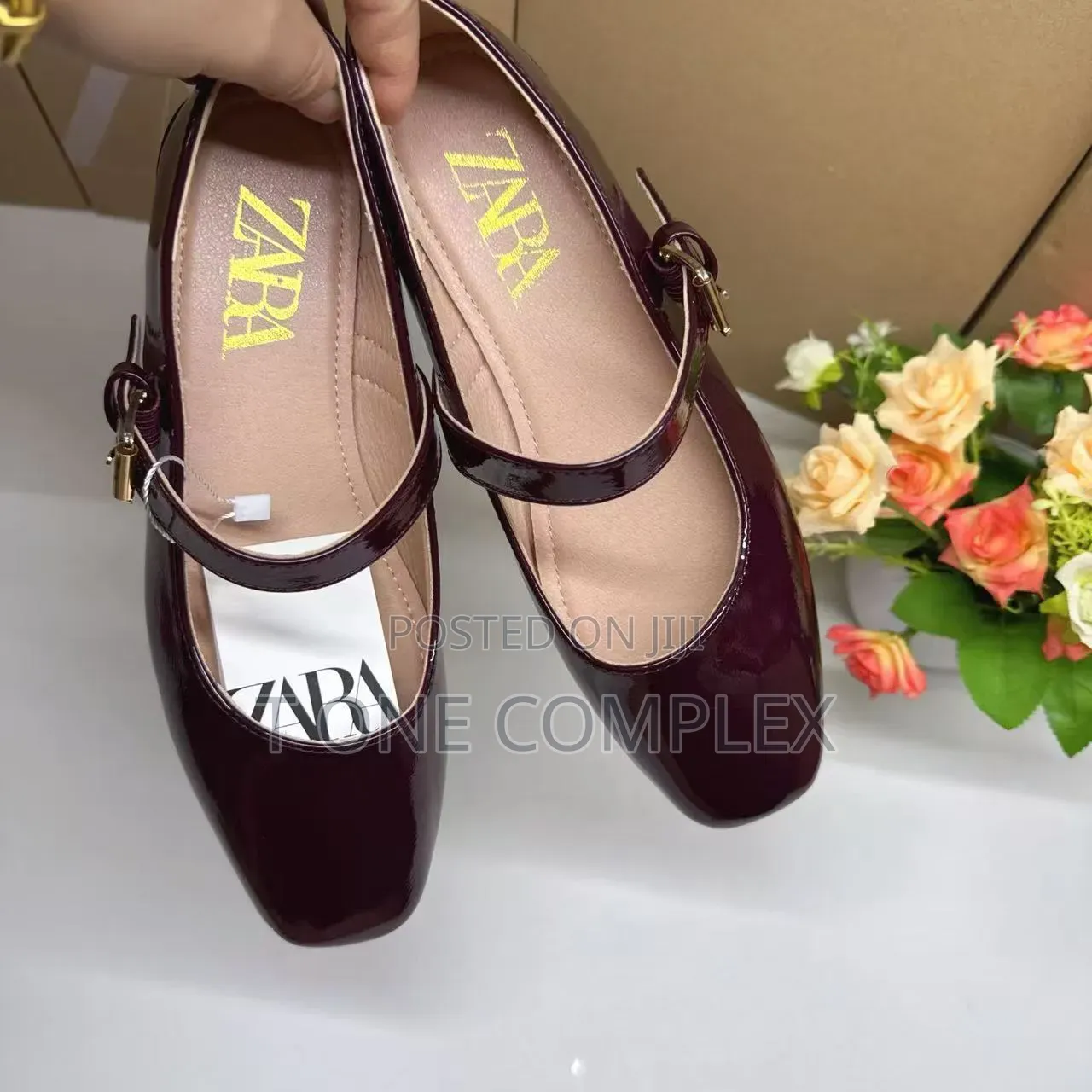 New Original Zara Mary Jane Flats Black Beige