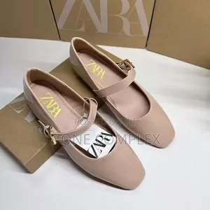 New Original Zara Mary Jane Flats Black Beige