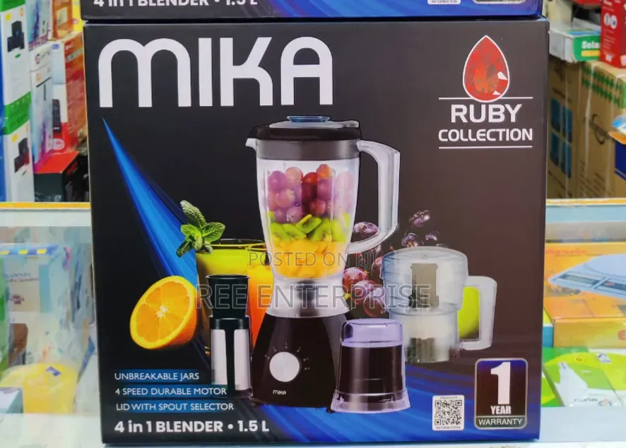 4000 Watts *Mika Blender, 1.5l, , With Grinder, Chopper Ss Filter,