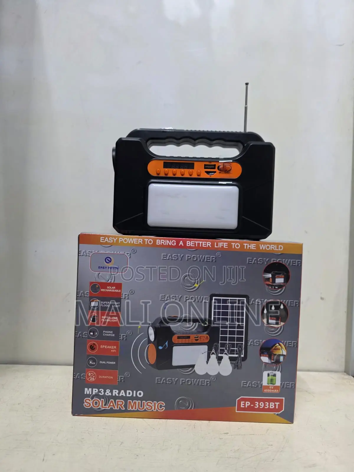 Solar Flashlight Lantern 4000mah Radio Bluetooth Speaker 3 Led Bulbs
