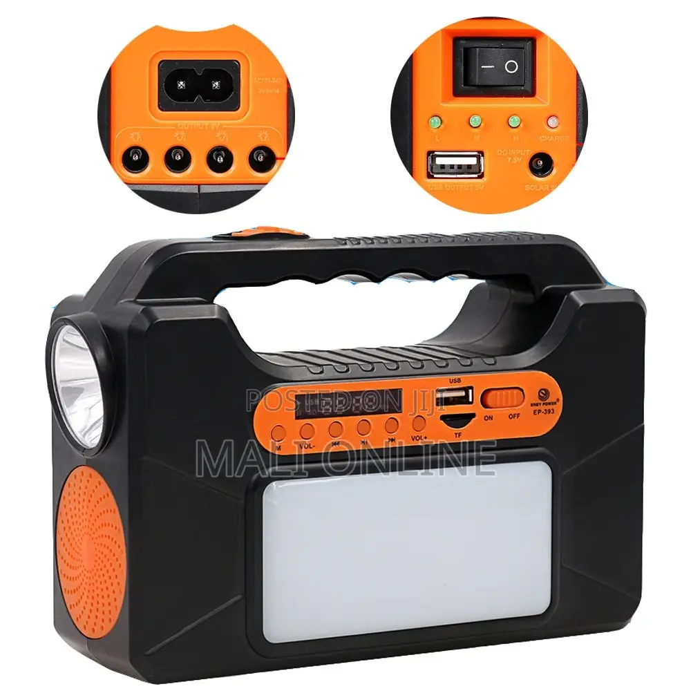 Solar Flashlight Lantern 4000mah Radio Bluetooth Speaker 3 Led Bulbs