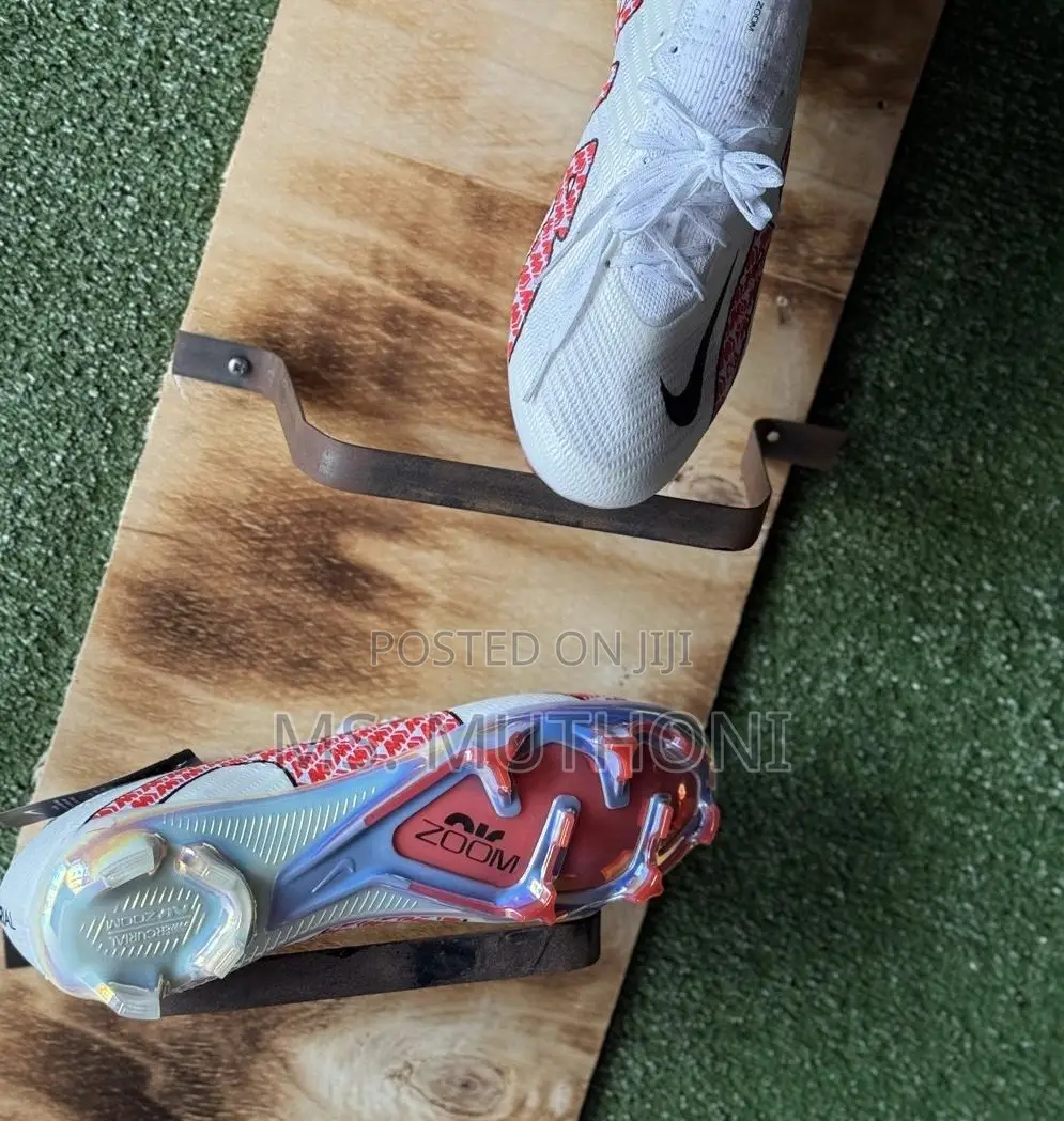 White and Red "Air" Nike Mercurial Soccer Cleats