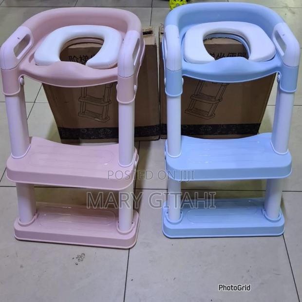 Kid Potty Ladder Blue and Peach - main view