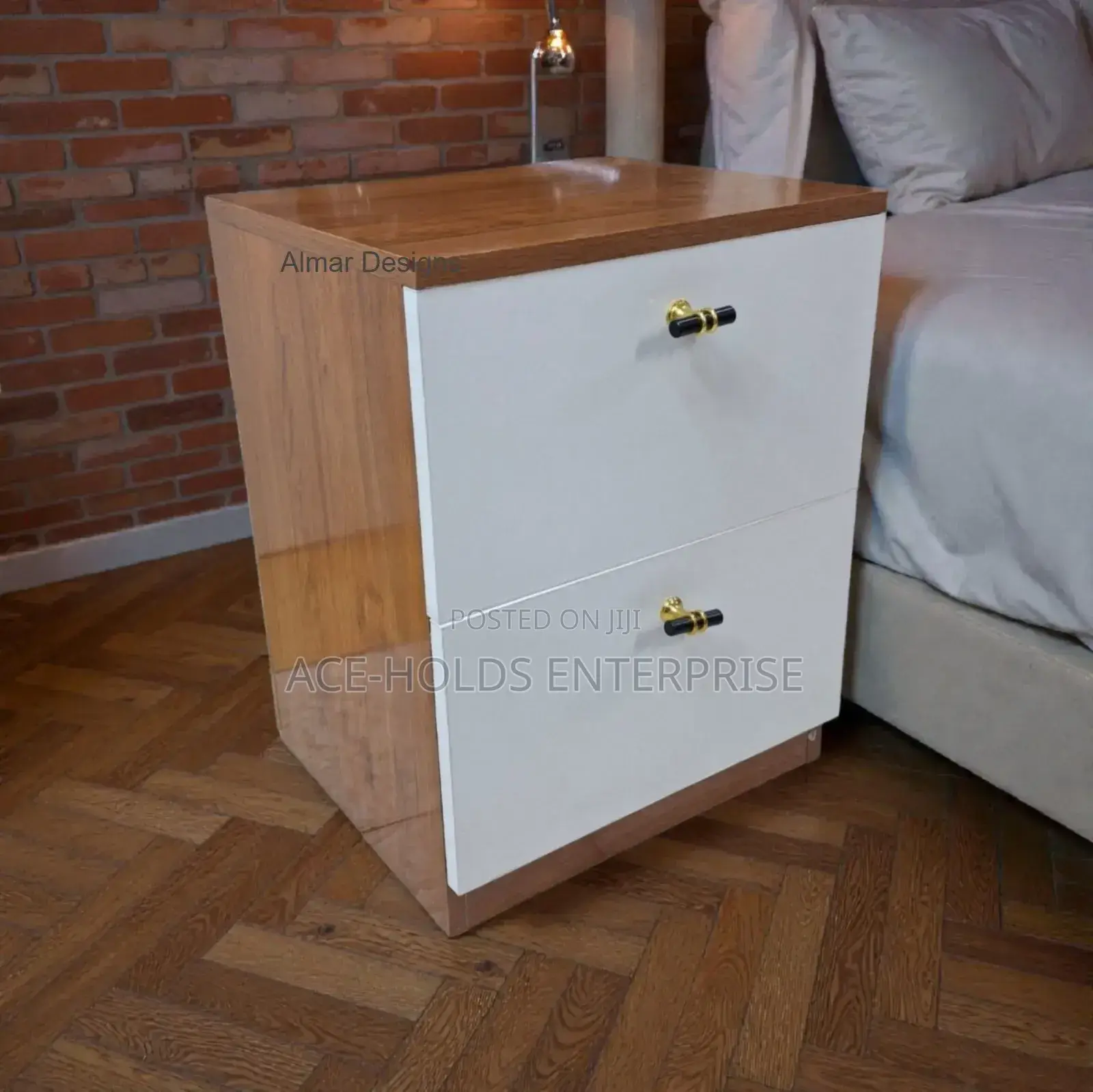 Julz/ Sparrow Bedside Drawers - Brown-White Laminated Particle Board