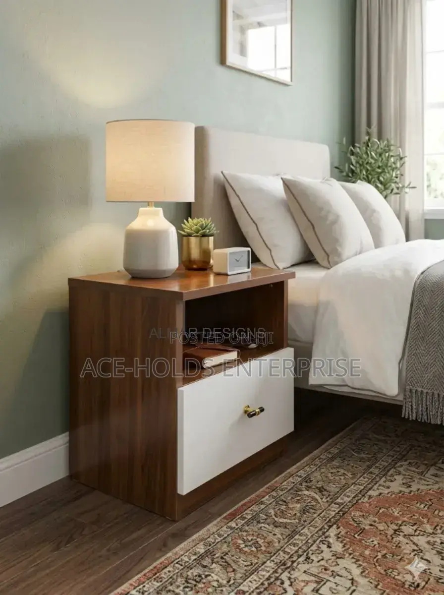 Julz/ Sparrow Bedside Drawers - Brown-White Laminated Particle Board