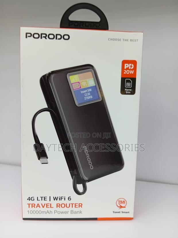 Porodo Portable 4g Lte Wifi 6 Pocket Router With 10000mah Power Bank.