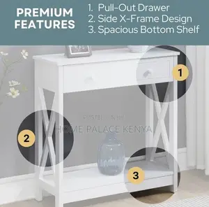 Console Table: Farmhouse Console With Pull Out Drawer and Bottom Shelf