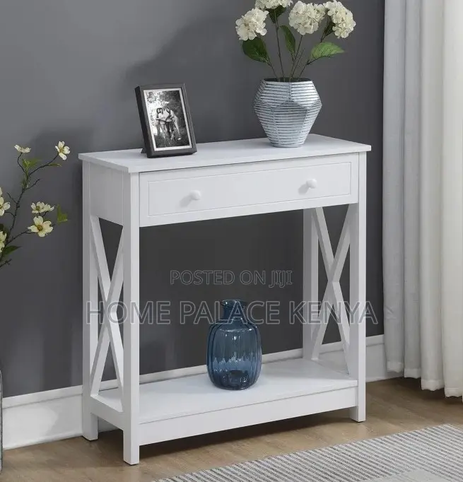 Console Table: Farmhouse Console With Pull Out Drawer and Bottom Shelf