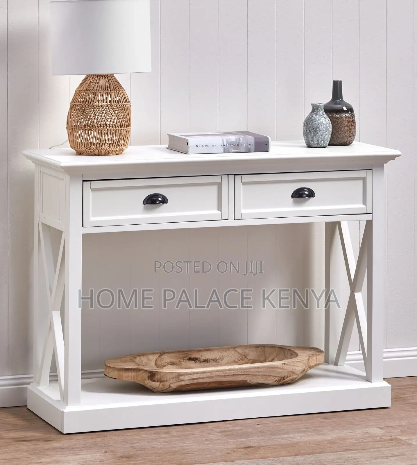 Console Table: Farmhouse Console With Pull Out Drawer and Bottom Shelf