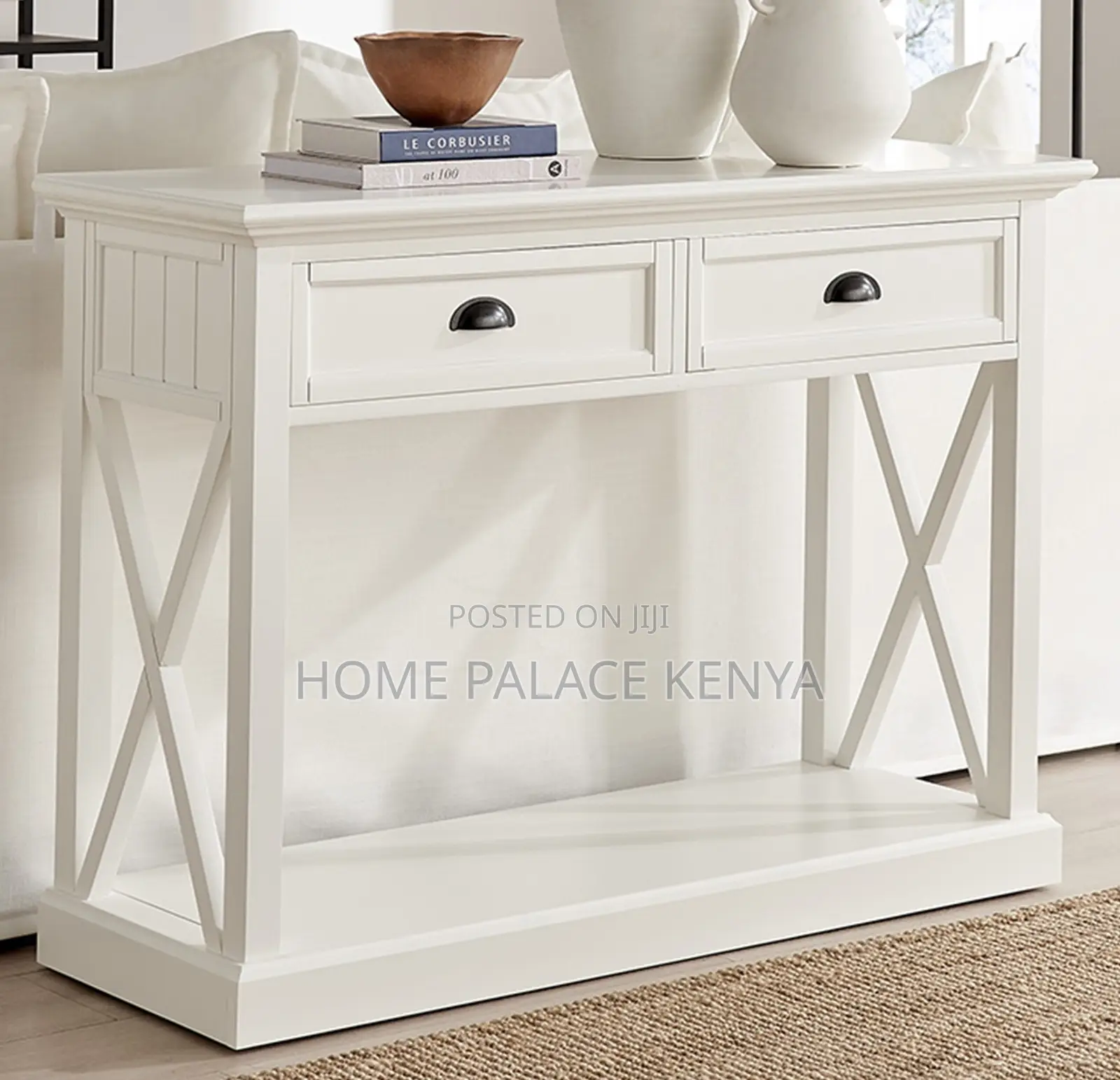 Console Table: Farmhouse Console With Pull Out Drawer and Bottom Shelf