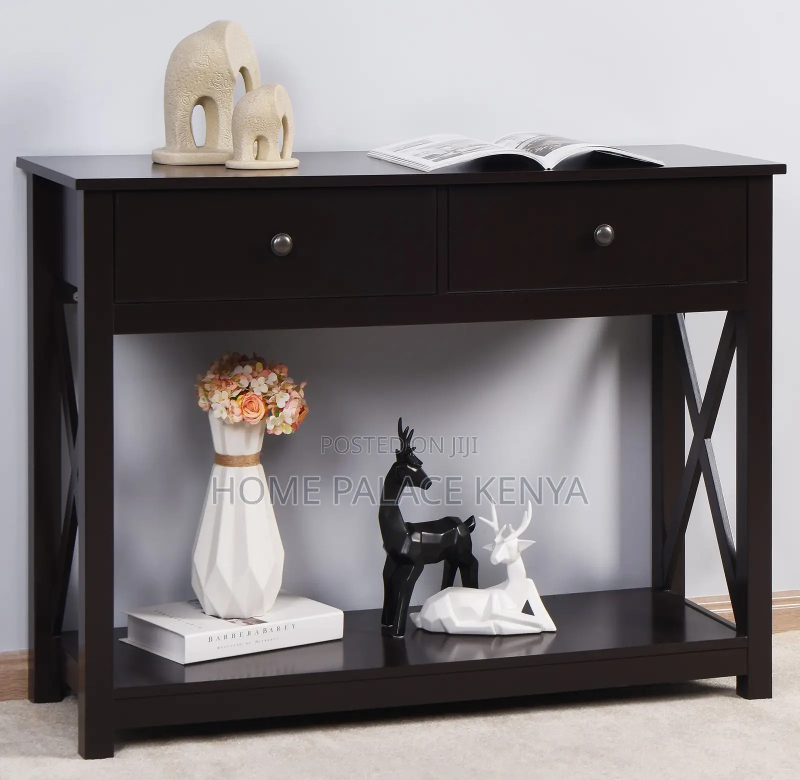 Console Table: Farmhouse Console With Pull Out Drawer and Bottom Shelf