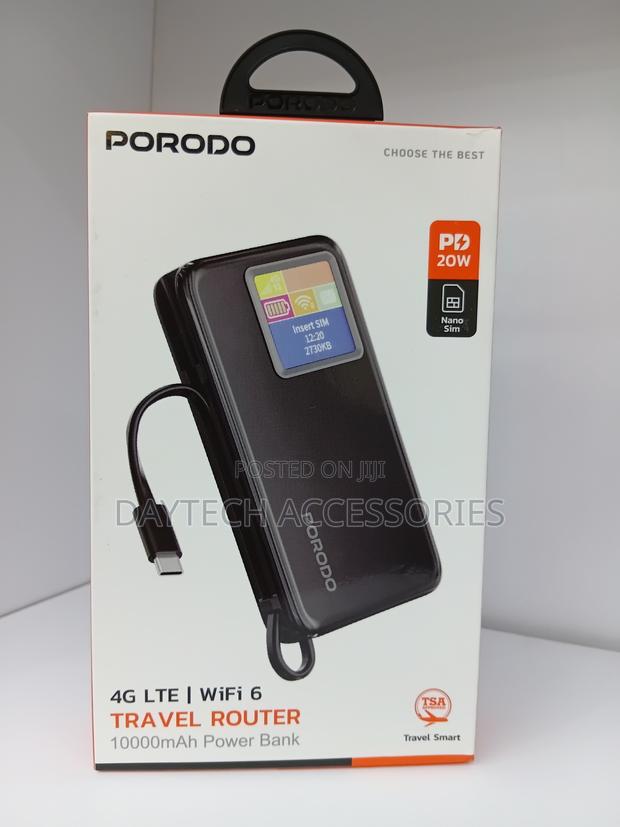 Porodo 4g Lte | Wifi 6 Pocket Router With 10000mah Power Bank | Pb087