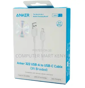 Anker 322 Usb-a to Usb-C Cable (6ft Braided) White