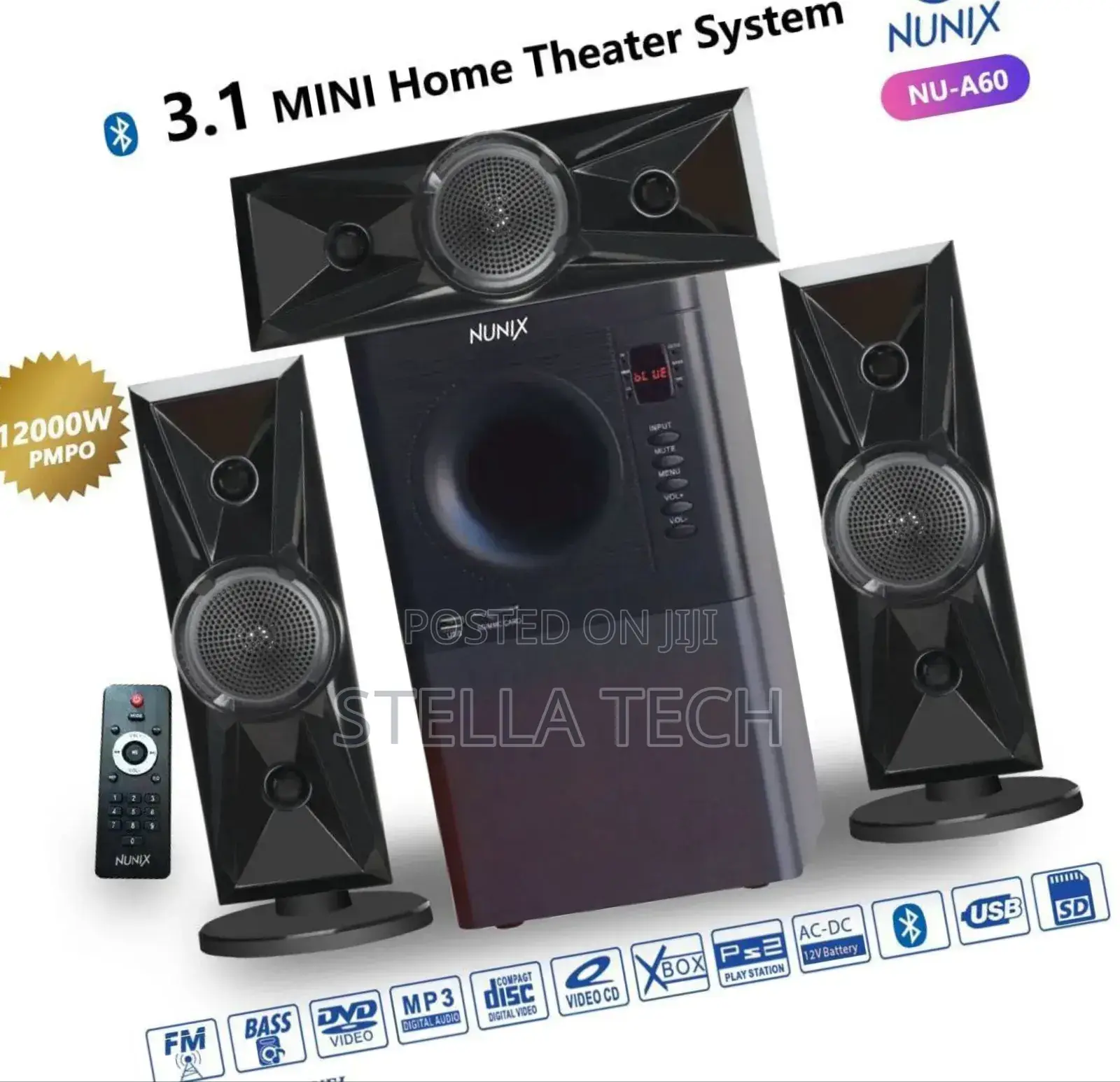 Nunix 3.1 Mini Home Theater System Nu-A60 and a Remote Control Woofer