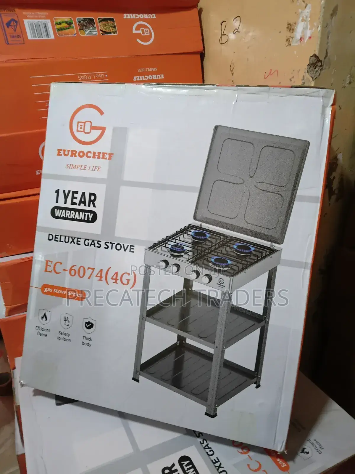 Eurochef 4 Burner Deluxe Gas Cooker With Storage Rack