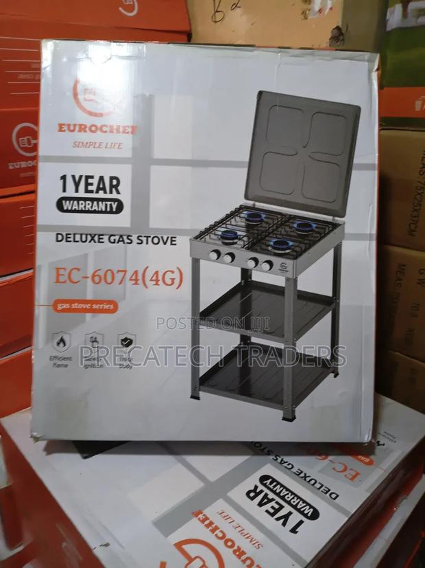 Eurochef Deluxe 4 Burner Gas Stove – Heavy Duty With Shelves