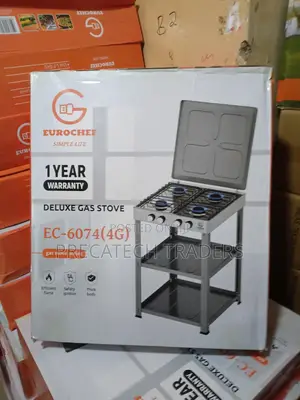 Eurochef Deluxe 4 Burner Gas Stove – Heavy Duty With Shelves