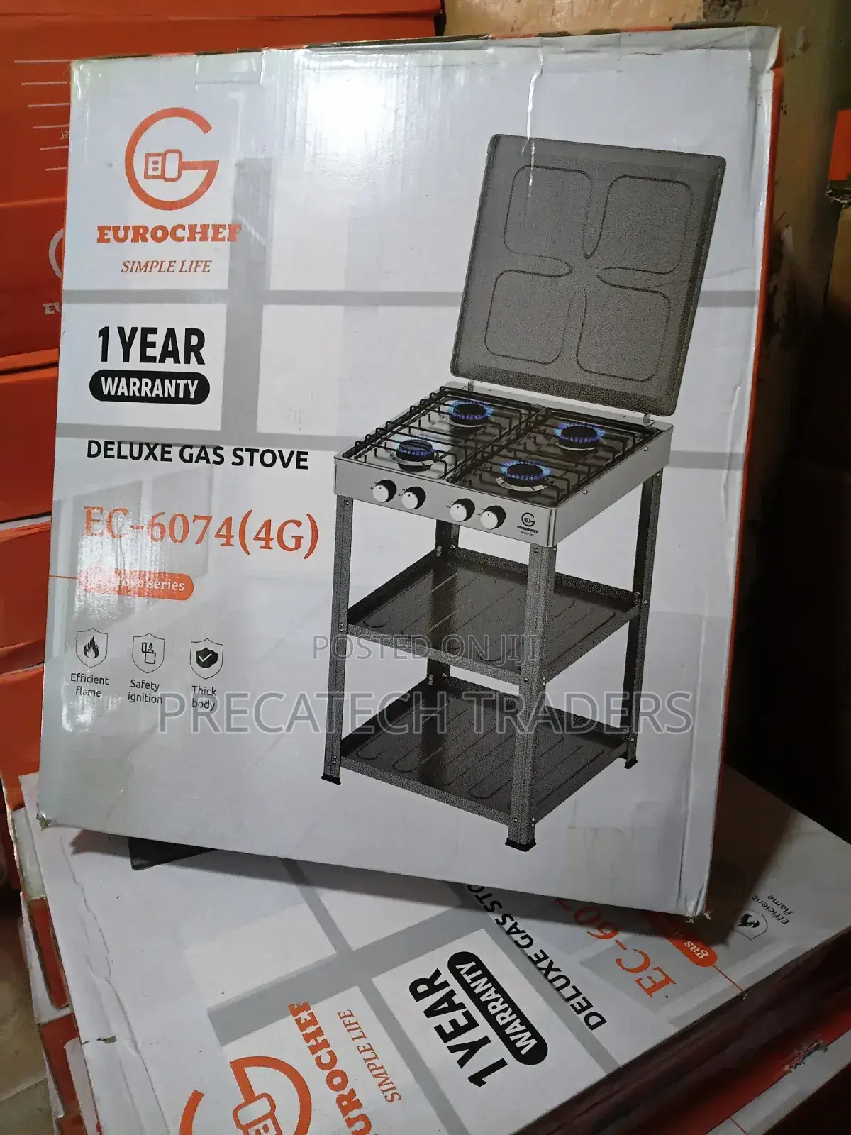 Eurochef Ec-6074 4g Standing Gas Stove With Shelves – Brand New