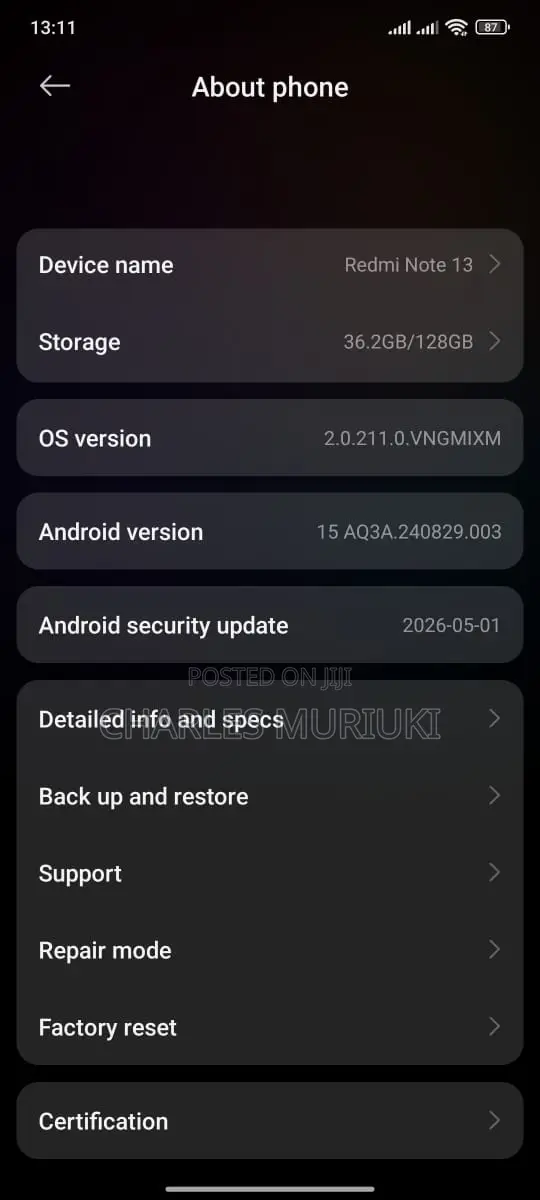 Xiaomi Redmi Note 13 128 GB Black