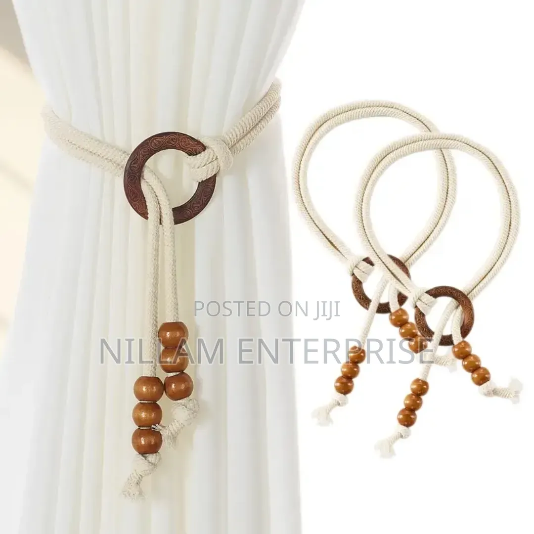 2 Pieces Vintage Natural Wood Curtain Tiebacks