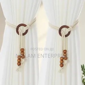 2 Pieces Vintage Natural Wood Curtain Tiebacks