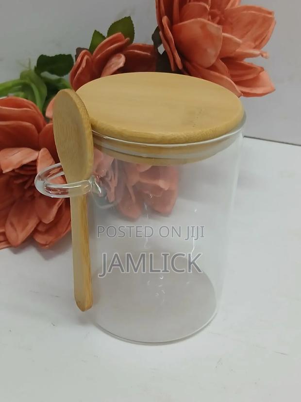 500ml Glass Storage Jar With Bamboo Lid Spoon - Bz