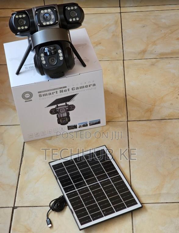 4g Solar Powered Triple Lens CCTV Camera With Color Night Vision