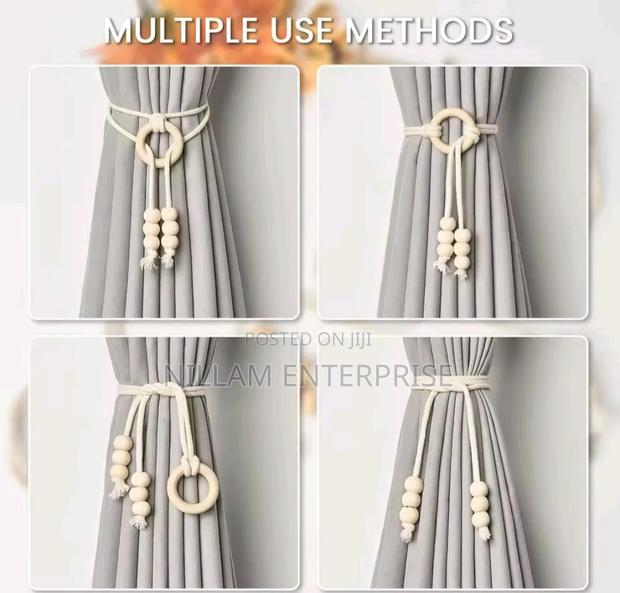 2pcs Natural Cotton Rope Curtain Tiebacks Boho Style* - thumbnail 3