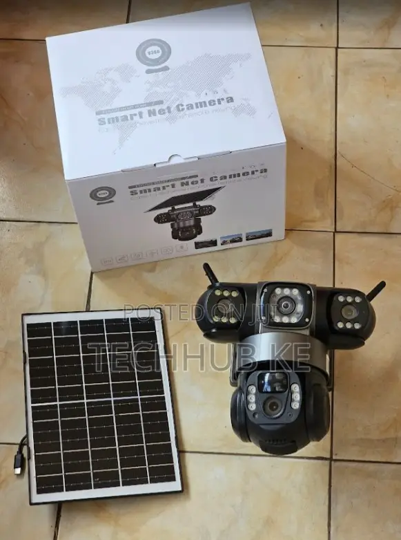 360° Triple Lens Solar Camera With Triple PTZ Mobile App Monitoring