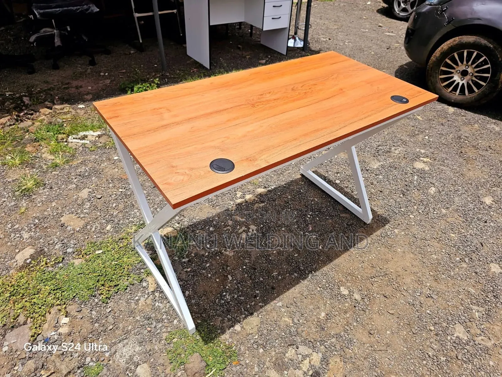 X Metallic Office Table