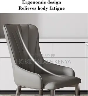 Dining Chair: Nordic High Back Leather Dining Chair With Metal Feet