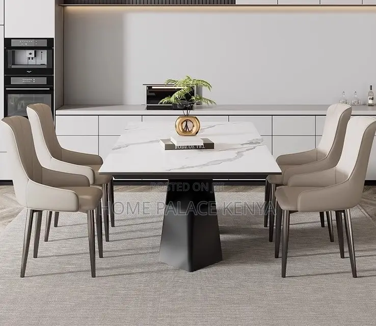 Dining Chair: Nordic High Back Leather Dining Chair With Metal Feet