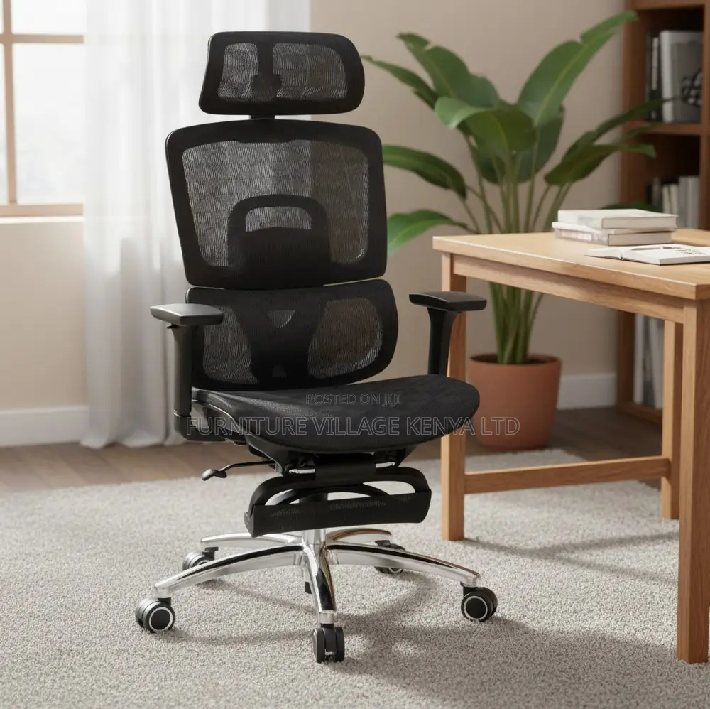 Ergonomic Office Chair With Footrest and Headrest