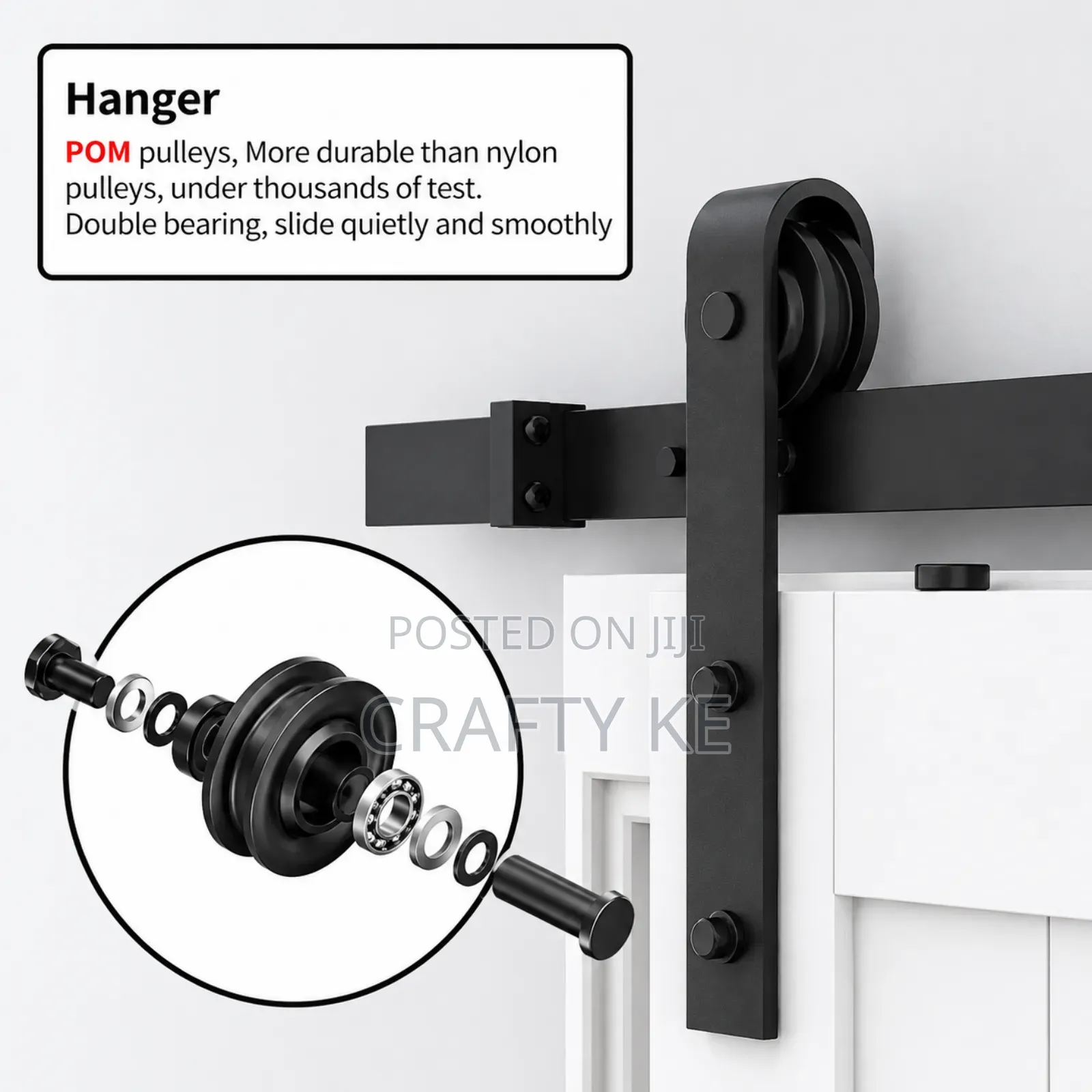 Industrial Sliding Barn Door Hardware Kit - Quiet Glode
