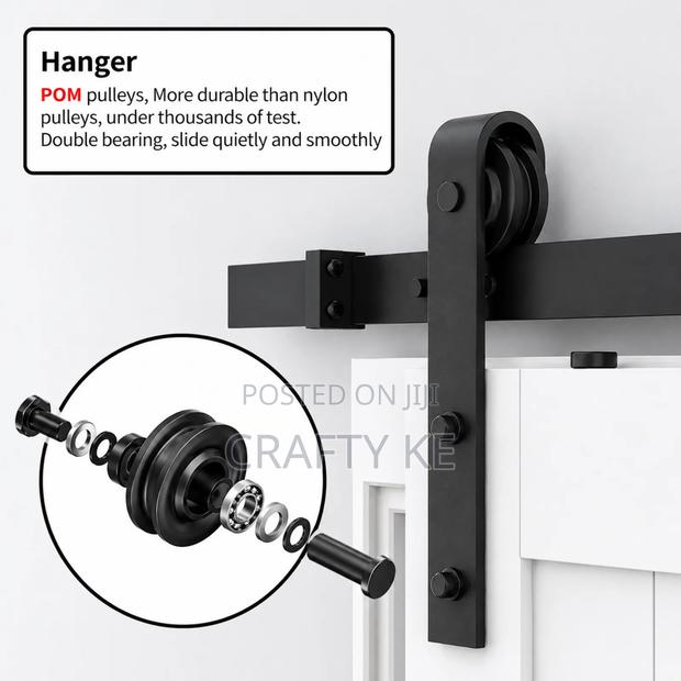 Industrial Sliding Barn Door Hardware Kit - Quiet Glode - thumbnail 2
