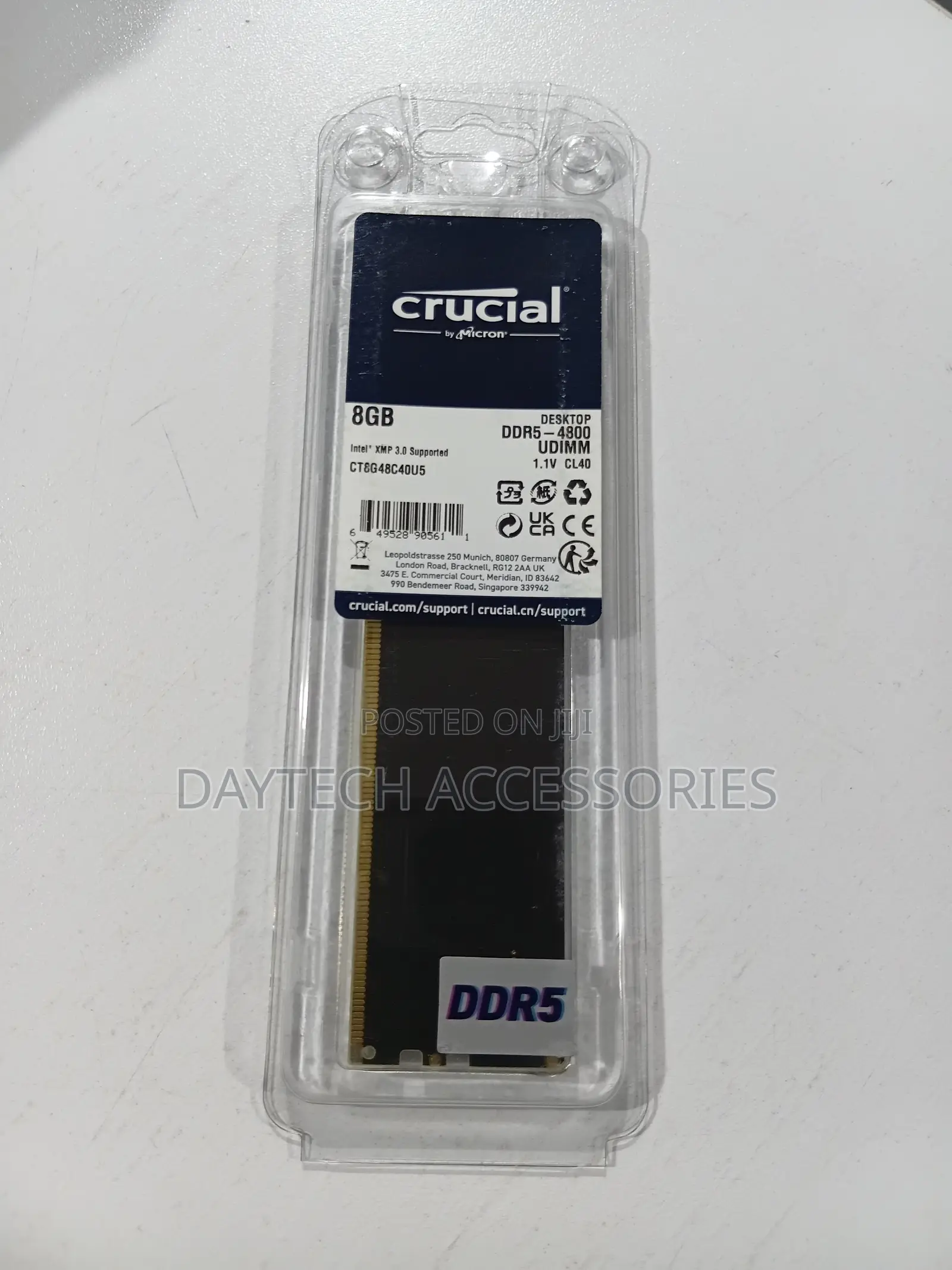 Crucial 8gb Ddr5-4800 Udimm Cl40 Desktop Memory Module