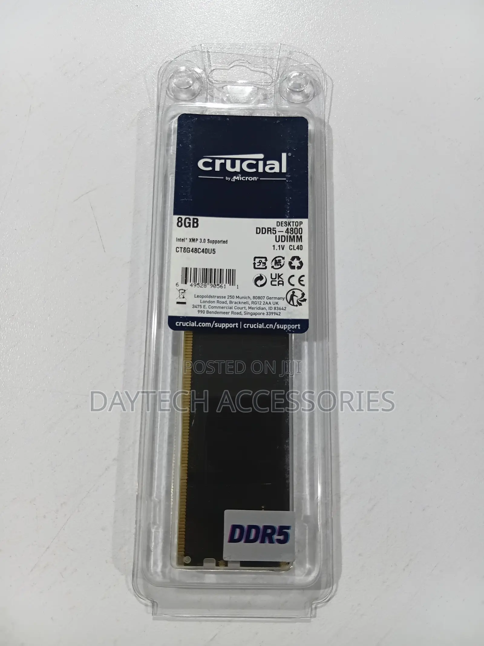 Crucial 8gb Ddr5-4800 Udimm Cl40 Desktop Memory Module