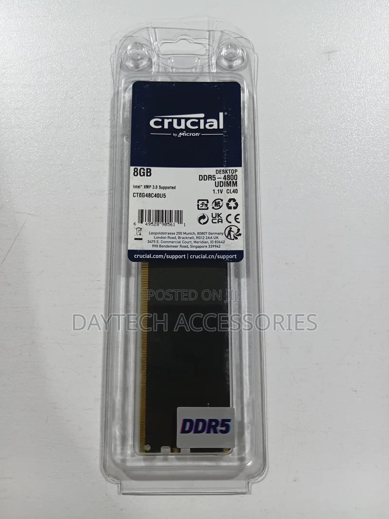 Crucial 8gb Ddr5-4800 Udimm Cl40 Desktop Memory Module