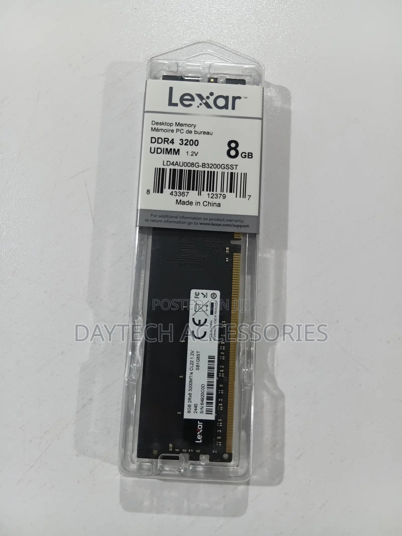 This Is a Lexar 8gb Ddr4 3200mhz Udimm Desktop Memory Module.