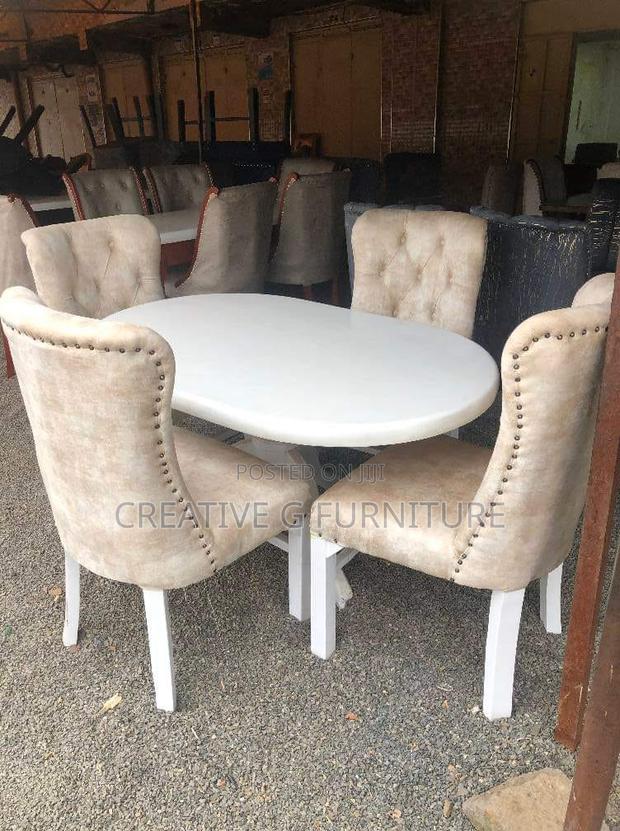 4‐Seater Dining Set – White Beige Elegance - thumbnail 2