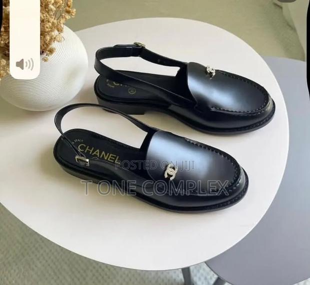 Quality Original Leopard Print Slingback Loafers Black Brown - main view