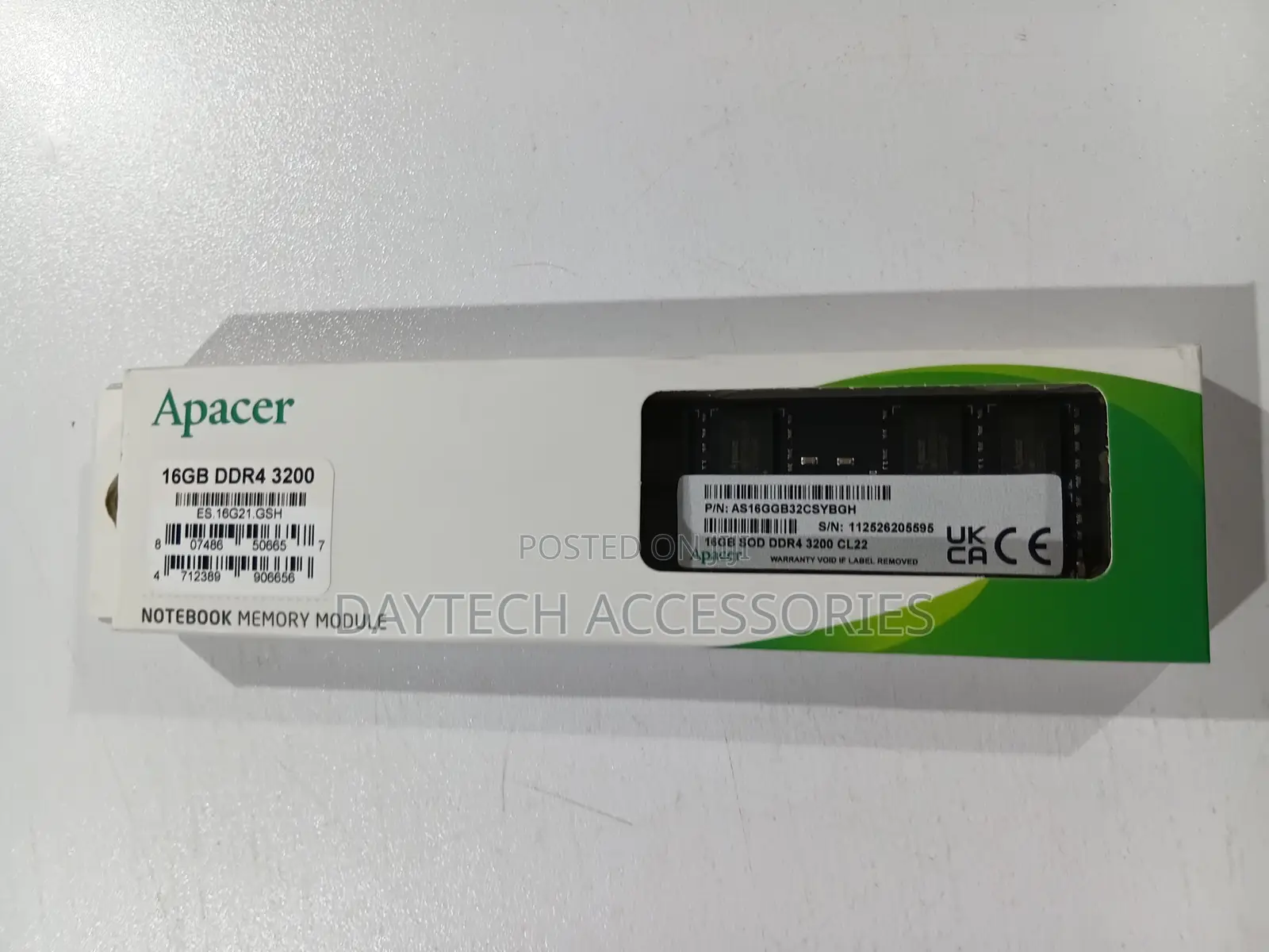 This Is an Apacer 16gb Ddr4 3200mhz So-Dimm Laptop Memory Module.