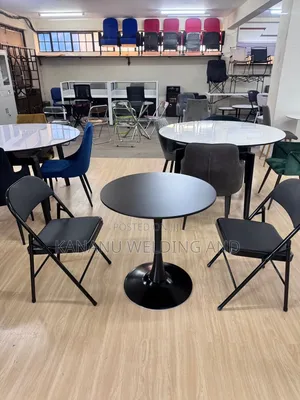 Black Table Plus 2 Black Foldable Chairs