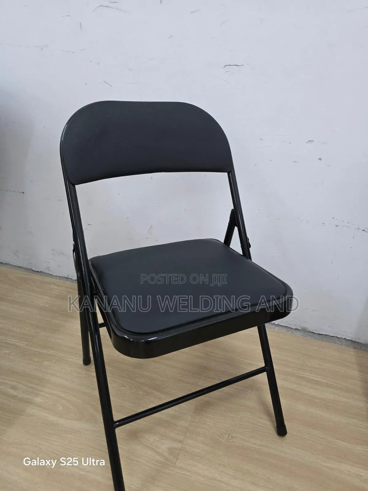 Black Table Plus 2 Black Foldable Chairs
