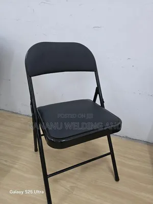 Black Table Plus 2 Black Foldable Chairs