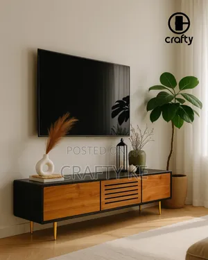 Mwamu Media Console Black Tv Stand